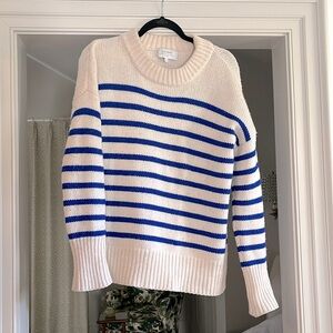 La Ligne Marin oversized Cream and Blue Striped Sweater 30% Cashmere 70% Wool